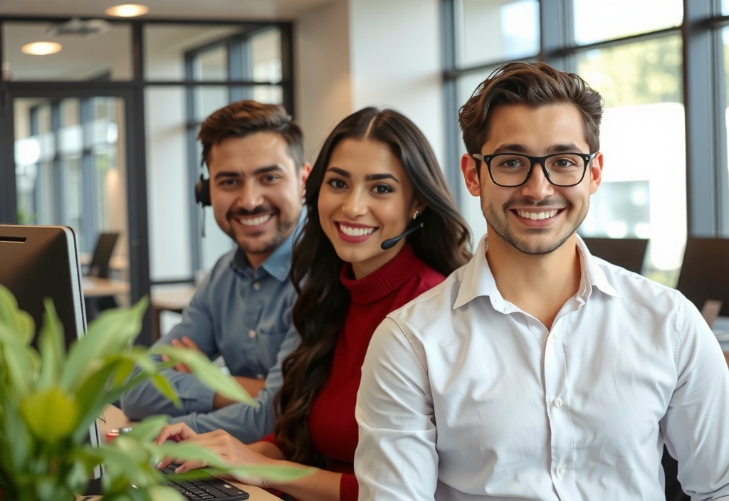 Support team members smiling and ready to help